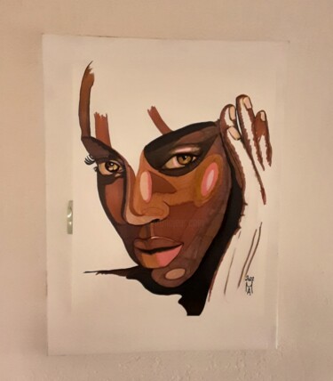 Painting titled "La Dea Africana." by Angelo Marzullo, Original Artwork, Acrylic