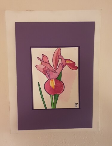 Painting titled "Iris" by Angelo Marzullo, Original Artwork, Watercolor