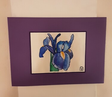 Painting titled "Der bluer Iris." by Angelo Marzullo, Original Artwork, Watercolor