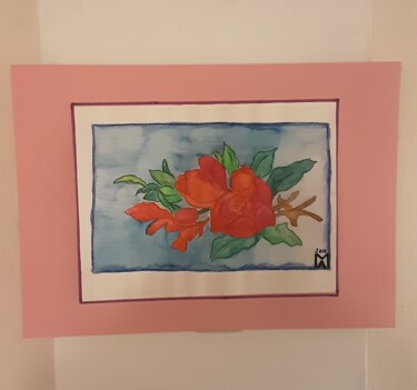 Painting titled "Camelie." by Angelo Marzullo, Original Artwork, Watercolor