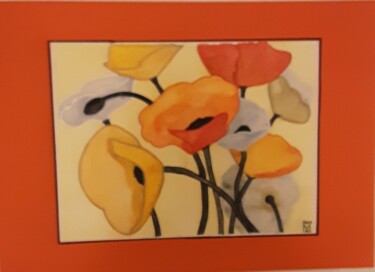 Painting titled "Mohnblumen" by Angelo Marzullo, Original Artwork, Watercolor