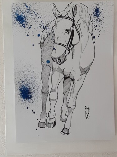 Malerei mit dem Titel "Der Pferd." von Angelo Marzullo, Original-Kunstwerk, Graphit