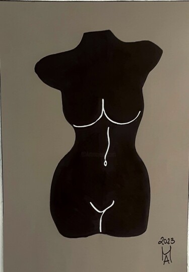Painting titled "Il Torso femminile." by Angelo Marzullo, Original Artwork, Acrylic