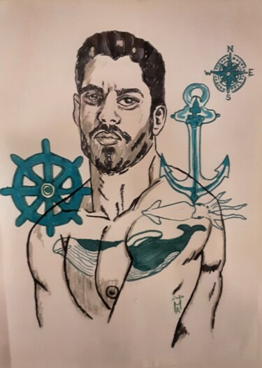 Pintura titulada "Il marinaio spagnol…" por Angelo Marzullo, Obra de arte original, Rotulador