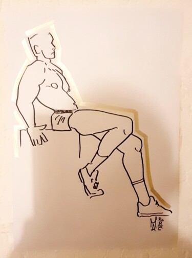 Schilderij getiteld "Fitness pause" door Angelo Marzullo, Origineel Kunstwerk, Marker