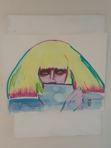 Pintura intitulada "Lady Gaga." por Angelo Marzullo, Obras de arte originais, Acrílico