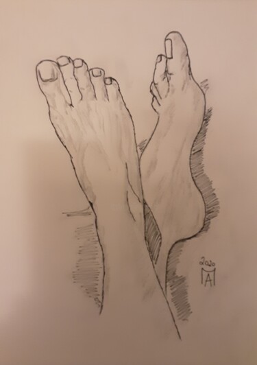 Painting titled "Piedi" by Angelo Marzullo, Original Artwork, Pencil