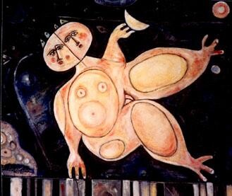 Painting titled "pianista" by Angelo Mazzoleni, Original Artwork, Oil