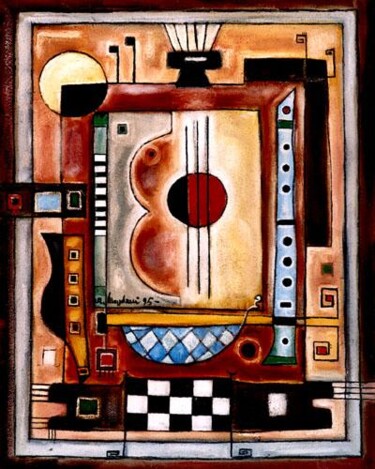 Painting titled "composizione musica…" by Angelo Mazzoleni, Original Artwork