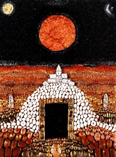 Painting titled "porta della notte" by Angelo Mazzoleni, Original Artwork, Oil
