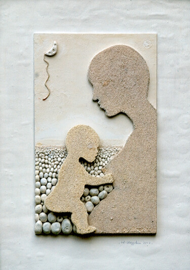 Sculpture titled "Maternità" by Angelo Mazzoleni, Original Artwork