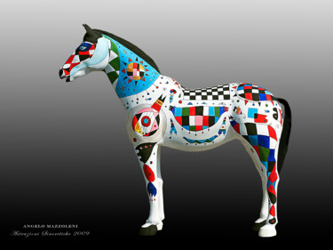 Sculpture intitulée "Cavallo sincretico…" par Angelo Mazzoleni, Œuvre d'art originale