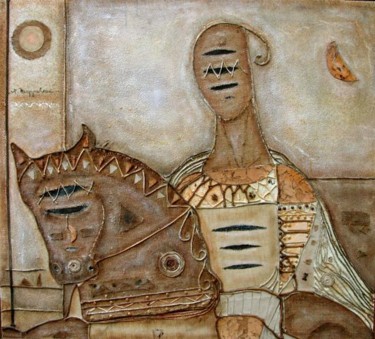 Pittura intitolato "Il cavaliere inesis…" da Angelo Mazzoleni, Opera d'arte originale, Olio