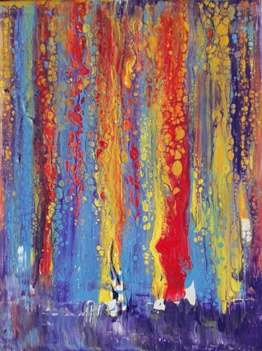 Painting titled "Colour Falls" by Angelo Rizzi, Original Artwork, Acrylic