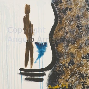 Pittura intitolato "L'uomo e il karma -…" da Angelo Arrigo, Opera d'arte originale, Olio