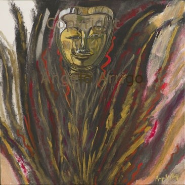 Pittura intitolato "Testa di Budda - Bu…" da Angelo Arrigo, Opera d'arte originale, Olio