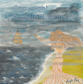 Pittura intitolato "L'addio - The Goodb…" da Angelo Arrigo, Opera d'arte originale, Olio