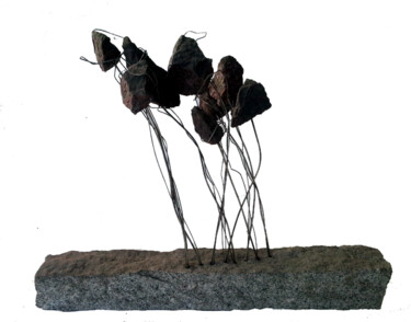 Скульптура под названием "Flowers in the wind" - Angelo Ribeiro, Подлинное произведение искусства, Камень