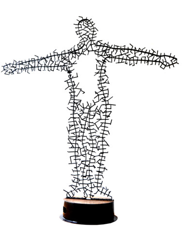 Скульптура под названием "Connect man" - Angelo Ribeiro, Подлинное произведение искусства, Металлы