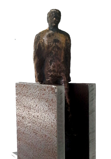 Sculpture titled "Refugee" by Angelo Ribeiro, Original Artwork, Metals