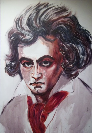 Painting titled "Ludwig van Beethove…" by Philippe Jamin, Original Artwork, Acrylic Mounted on Wood Stretcher frame