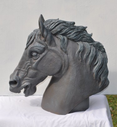 Sculpture intitulée "Le cheval de guerre" par Philippe Jamin, Œuvre d'art originale, Résine