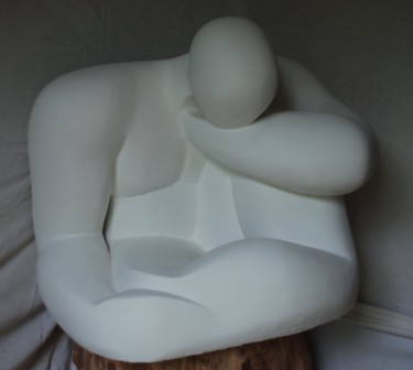Sculpture intitulée "L'homme en méditati…" par Philippe Jamin, Œuvre d'art originale, Plâtre