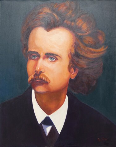 Painting titled "Edvar-Grieg" by Philippe Jamin, Original Artwork, Oil Mounted on Wood Stretcher frame