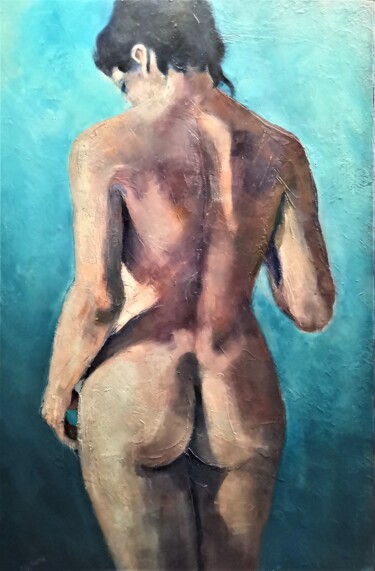Painting titled "Femme de dos" by Philippe Jamin, Original Artwork, Oil