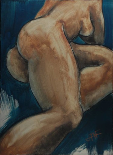 Painting titled "La sieste" by Philippe Jamin, Original Artwork, Acrylic Mounted on Wood Stretcher frame