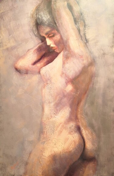 Painting titled "La modèle" by Philippe Jamin, Original Artwork, Oil