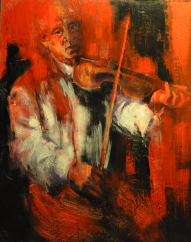 Painting titled "Bloody music" by Philippe Jamin, Original Artwork, Oil Mounted on Wood Stretcher frame