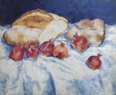 Painting titled "Etude pain et grena…" by Philippe Jamin, Original Artwork, Oil