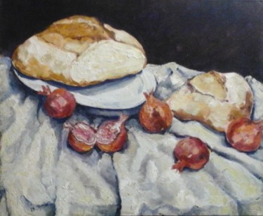 Peinture intitulée "Etude pain et grena…" par Philippe Jamin, Œuvre d'art originale, Huile