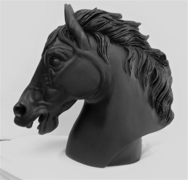 Sculpture titled "Le cheval de guerre…" by Philippe Jamin, Original Artwork, Resin