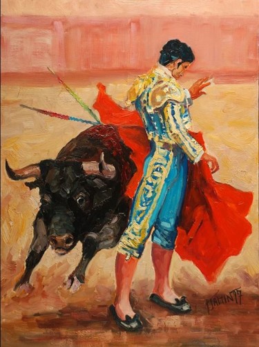 Pittura intitolato "" Los rosales "" da Philippe Jamin, Opera d'arte originale, Olio