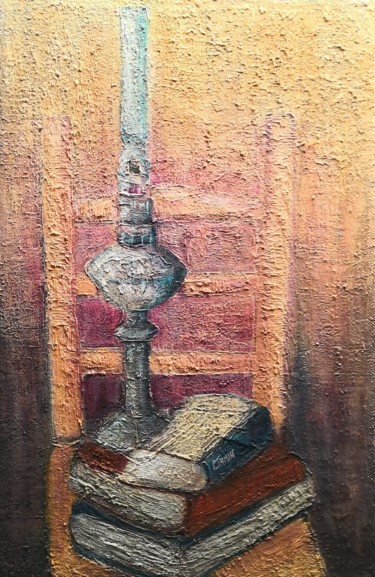 Peinture intitulée "Lampe à pétrole et…" par Philippe Jamin, Œuvre d'art originale, Huile