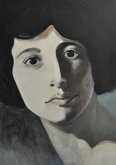 Painting titled "Simone Weil" by Philippe Jamin, Original Artwork, Oil