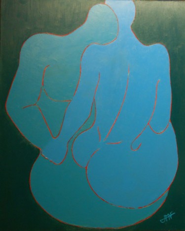 Peinture intitulée "Couple bleu" par Philippe Jamin, Œuvre d'art originale, Huile