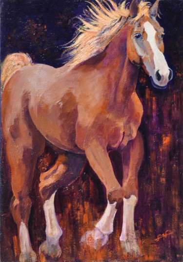 Painting titled "Le champion" by Philippe Jamin, Original Artwork, Oil Mounted on Wood Stretcher frame