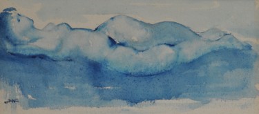 Картина под названием "Nu bleu" - Philippe Jamin, Подлинное произведение искусства, Акварель