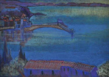 Zeichnungen mit dem Titel "Collioure, vue depu…" von Philippe Jamin, Original-Kunstwerk, Pastell