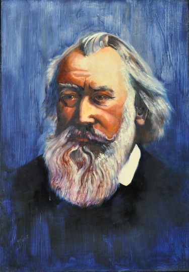 Painting titled "Johannes Brahms" by Philippe Jamin, Original Artwork, Oil