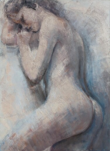 Painting titled "Femme endormie VI" by Philippe Jamin, Original Artwork, Oil