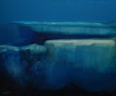 Schilderij getiteld "Les étangs bleus" door Philippe Jamin, Origineel Kunstwerk, Olie