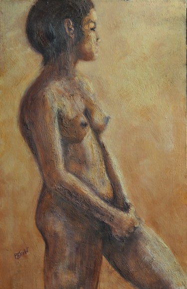 Painting titled "La modèle III" by Philippe Jamin, Original Artwork, Oil