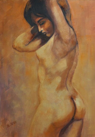 Painting titled "La modèle II" by Philippe Jamin, Original Artwork, Oil