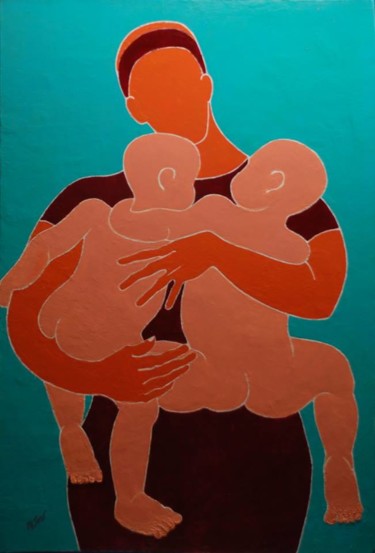Pintura titulada "Les jumelles" por Philippe Jamin, Obra de arte original, Tinta Montado en Bastidor de camilla de madera