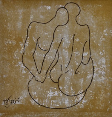 Estampas & grabados titulada "Couple passion IV" por Philippe Jamin, Obra de arte original, Linograbados