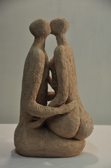 Sculpture titled "Couple passion'" by Philippe Jamin, Original Artwork, Terra cotta